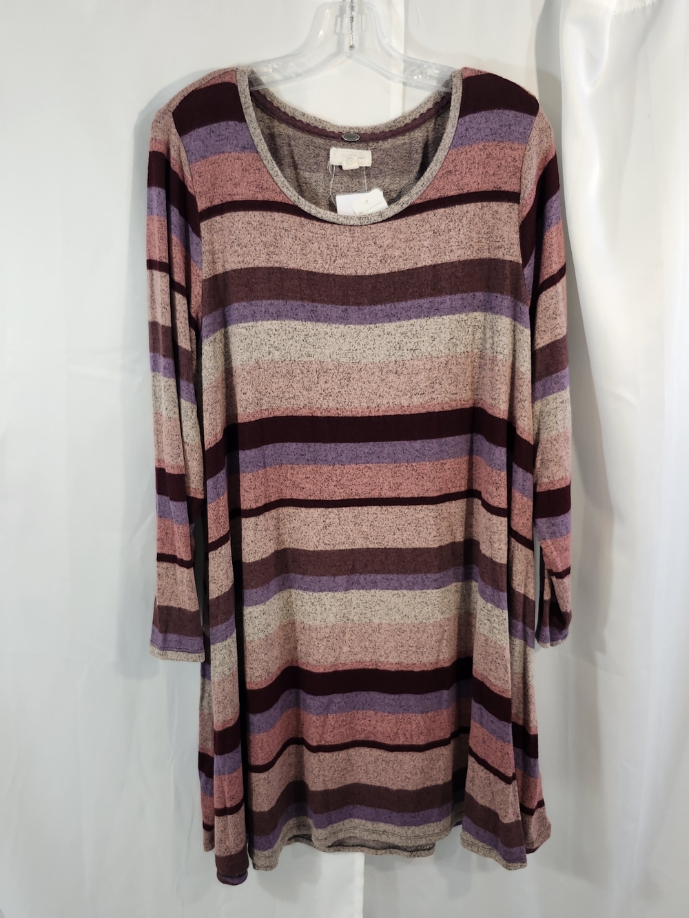 Cupio Striped Knit Tunic in Mauve, Lavender & Burgundy